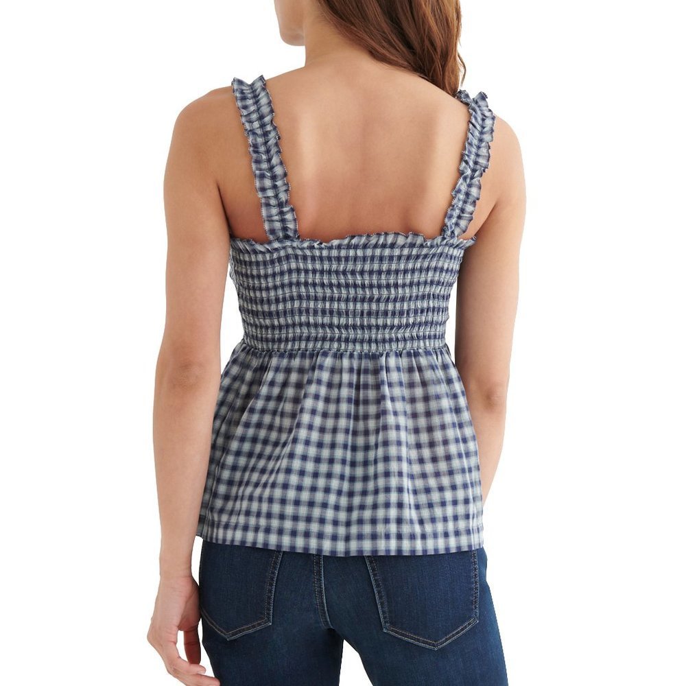 Lucky Brand Square Neck Smocked Tank - Navy - Picture 2 of 4